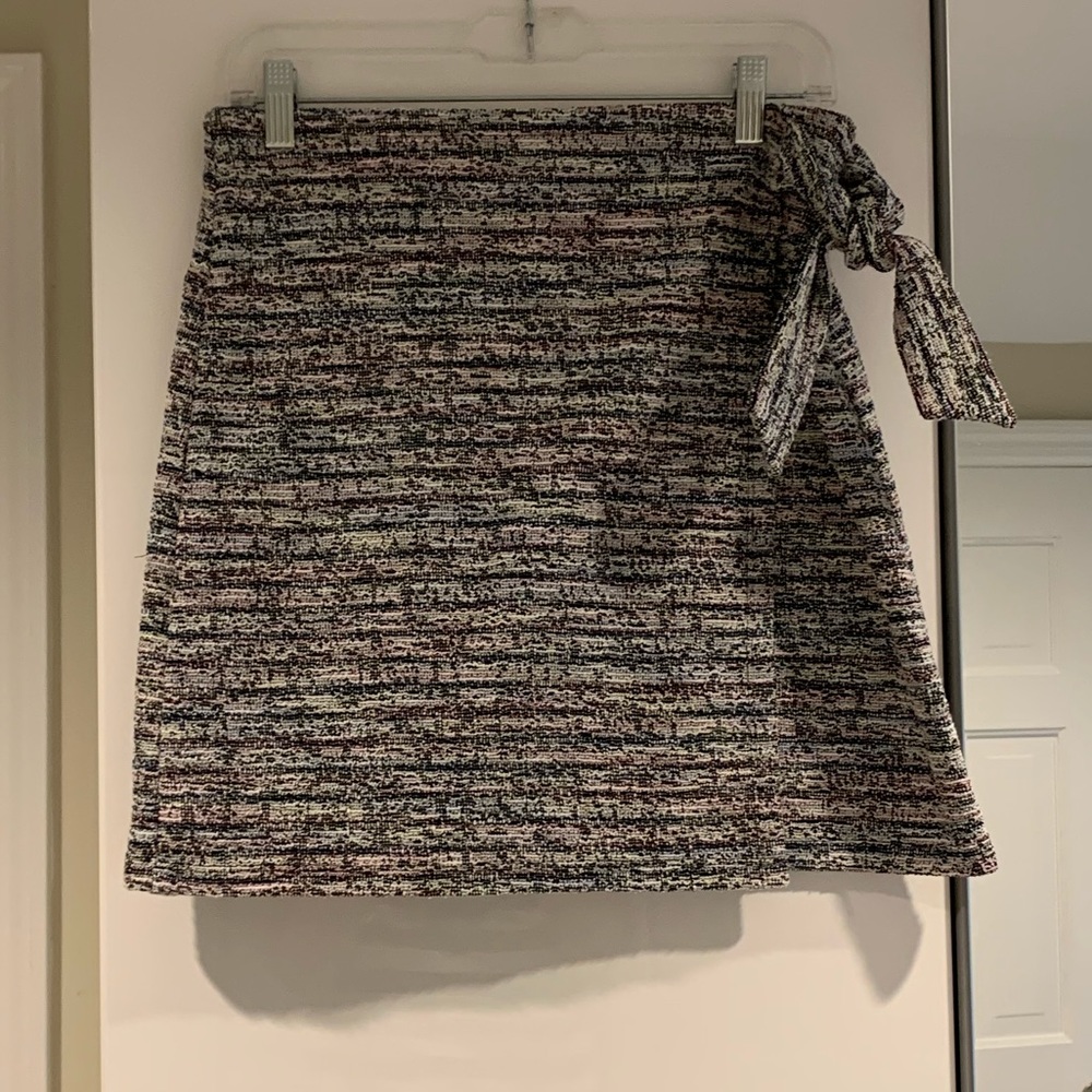 Loft tweed side tie wrap mini skirt Size 8